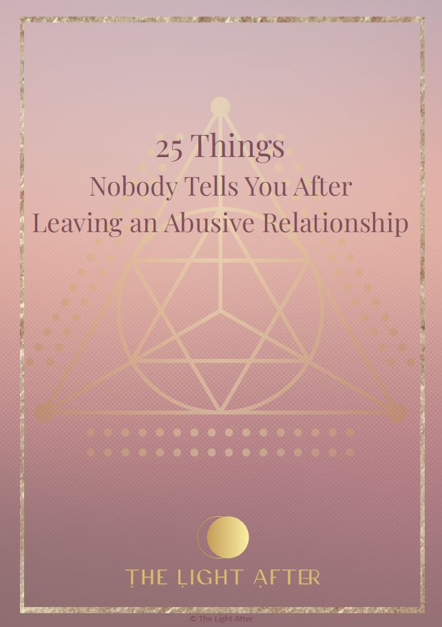 Cover of the free recovery guide 25 Things Nobody Tells You After Leaving an Abusive Relationship for domestic abuse survivors.
