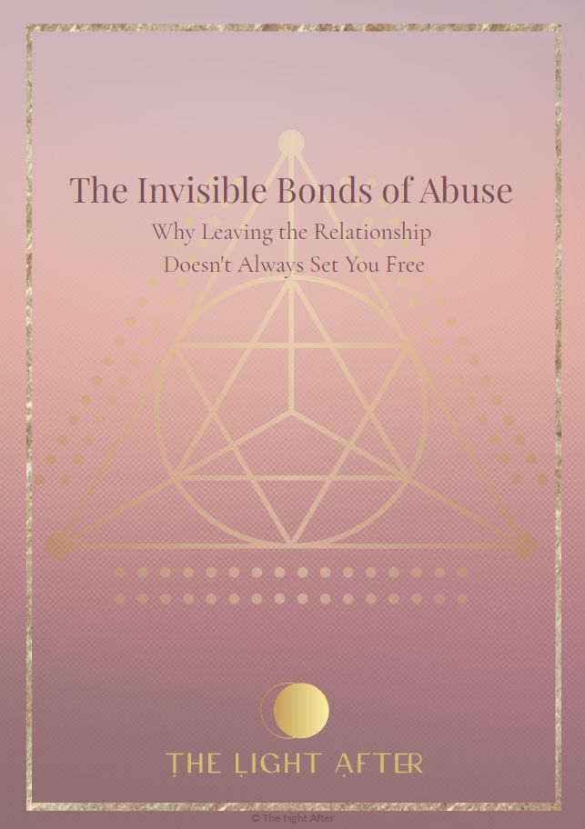 Cover of the free recovery guide The Invisible Bonds of Abuse, explaining trauma bonds and emotional recovery after domestic abuse.